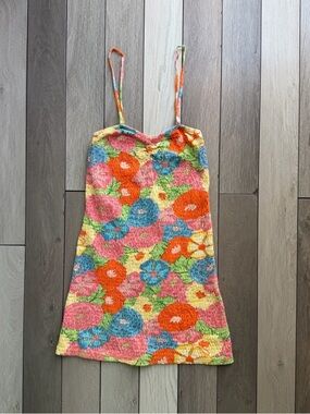 Zara Floral Smocked Spaghetti-Strap Kids One-Piece Dress - Multicolor